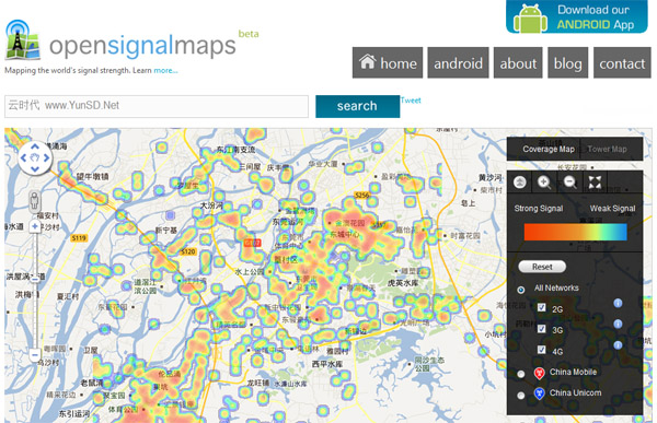 OpenSignalMaps-全球手机网络覆盖分布地图